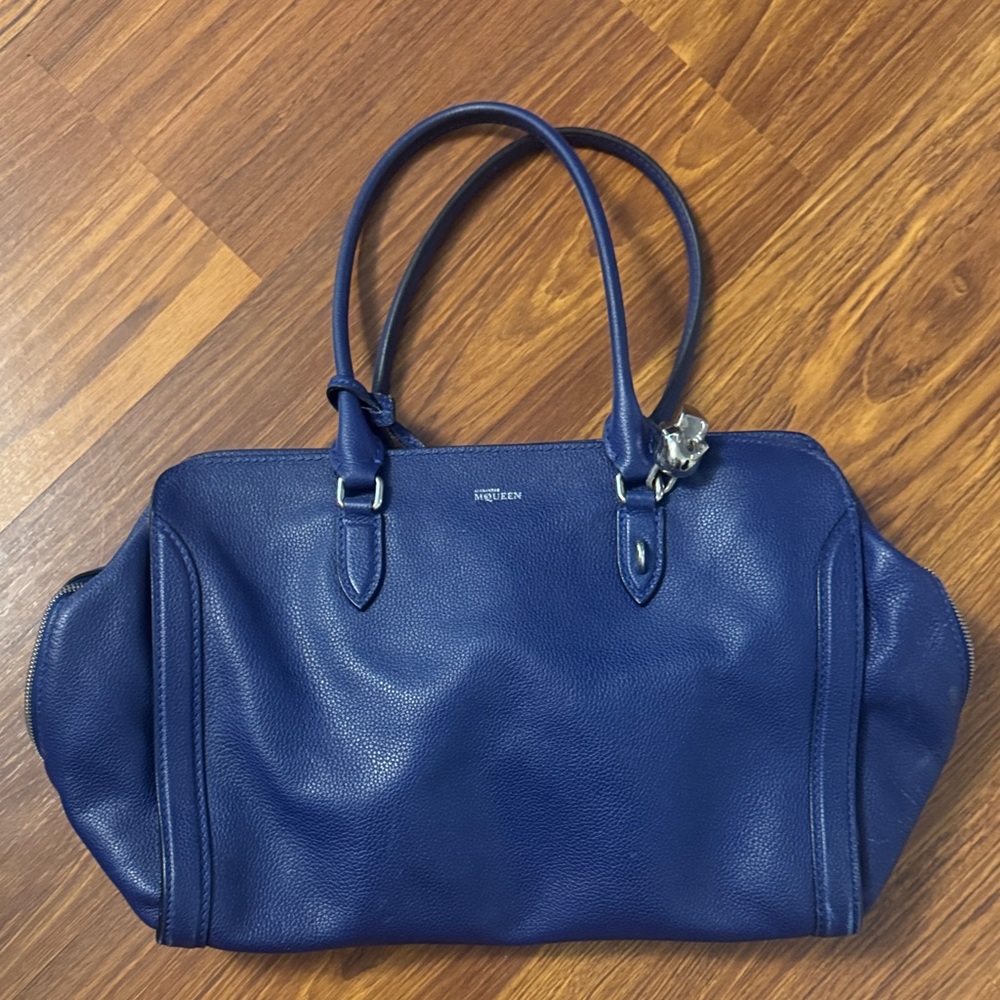 Alexander McQueen Deep Blue Leather Shoulder Bag